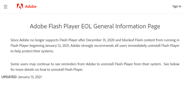 Why is Adobe Flash Shutting Down?